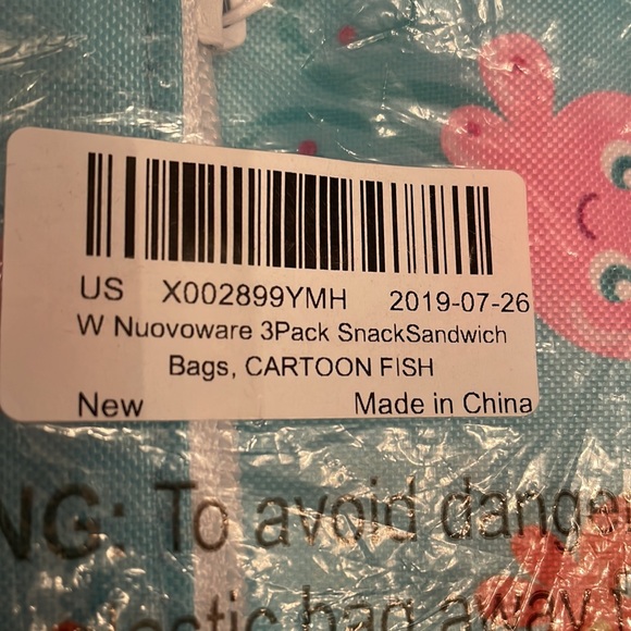 Nuovoware Sandwich/Snack Zipper Bags  [3 Pk] Resuable, Washable, Cartoon Fish - Picture 10 of 11